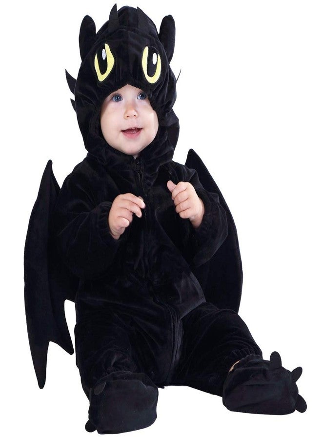 HSCTEK Toddler Dragon Costume, Baby Animal Cosplay Newborn Boys Girls, Infant Halloween Onesie Clothes 4T, Black - Image 2